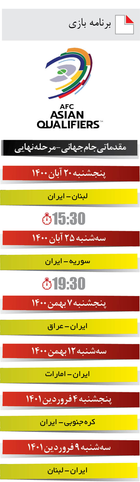 برنامه بازی/ مقدماتی جام جهانی - مرحله نهایی