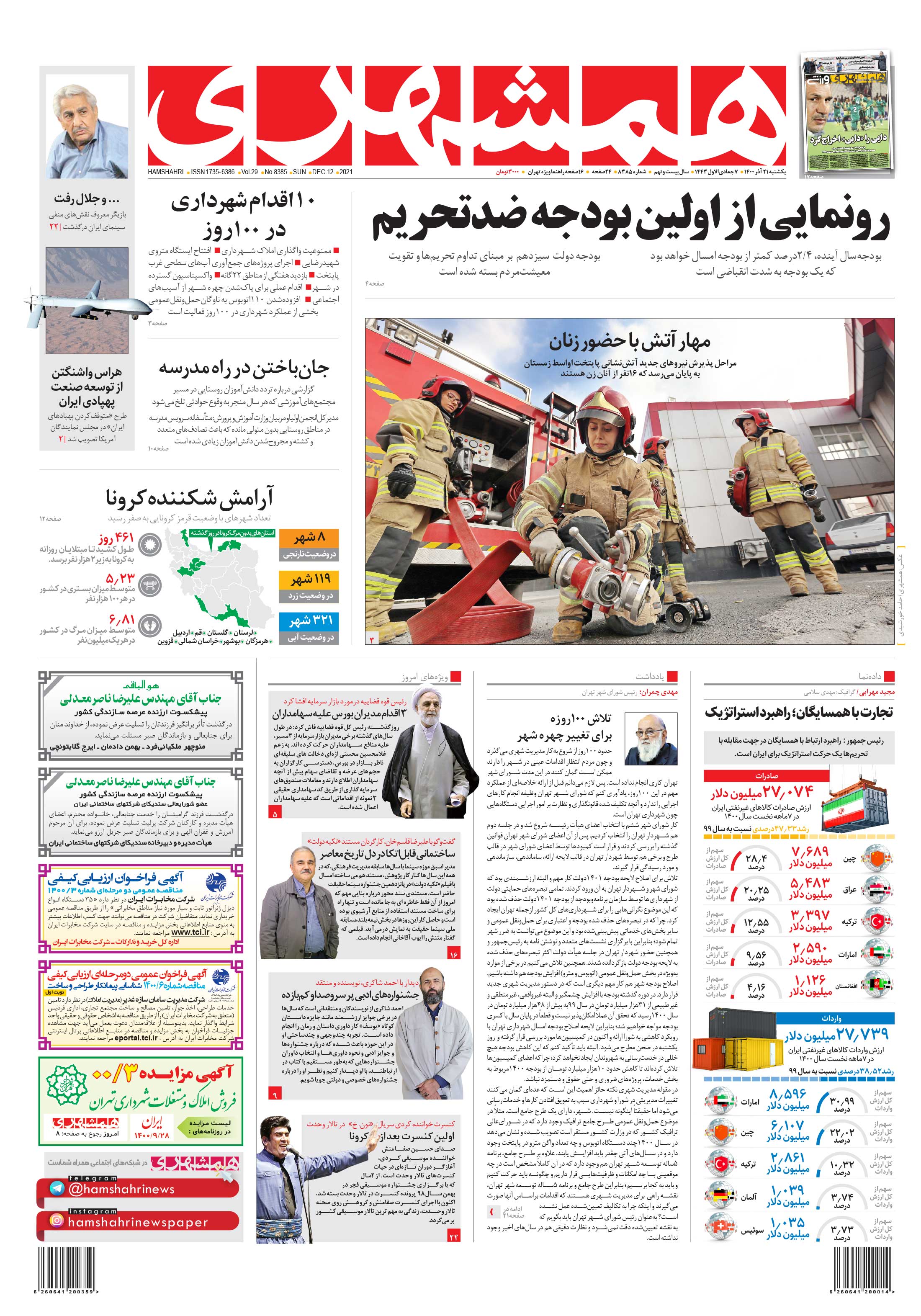 یکشنبه 21 آذر 1400