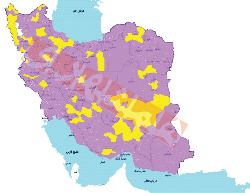 نقشه ایران زرد و آبی شد