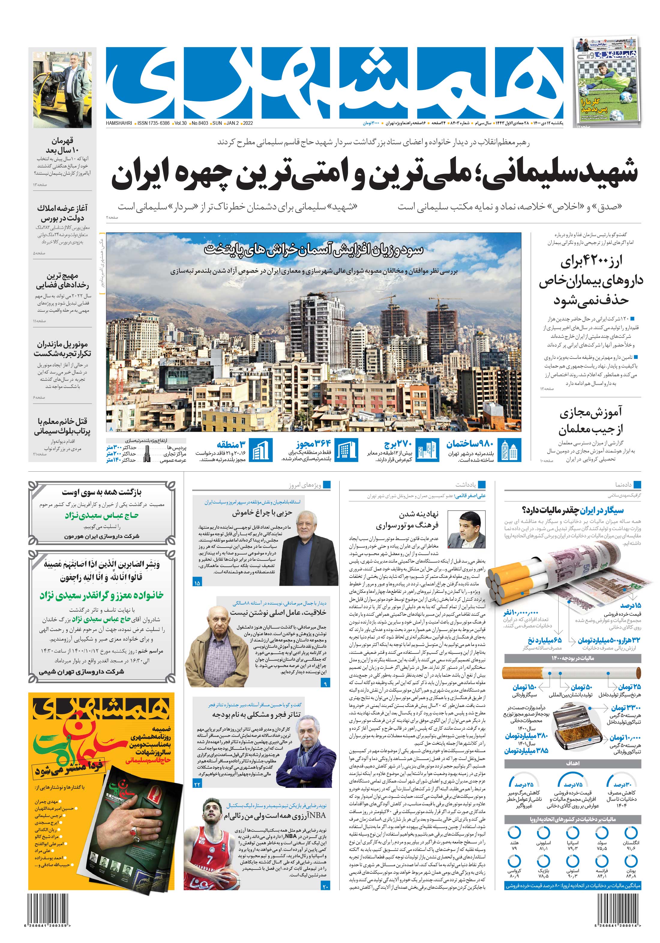 یکشنبه 12 دی 1400