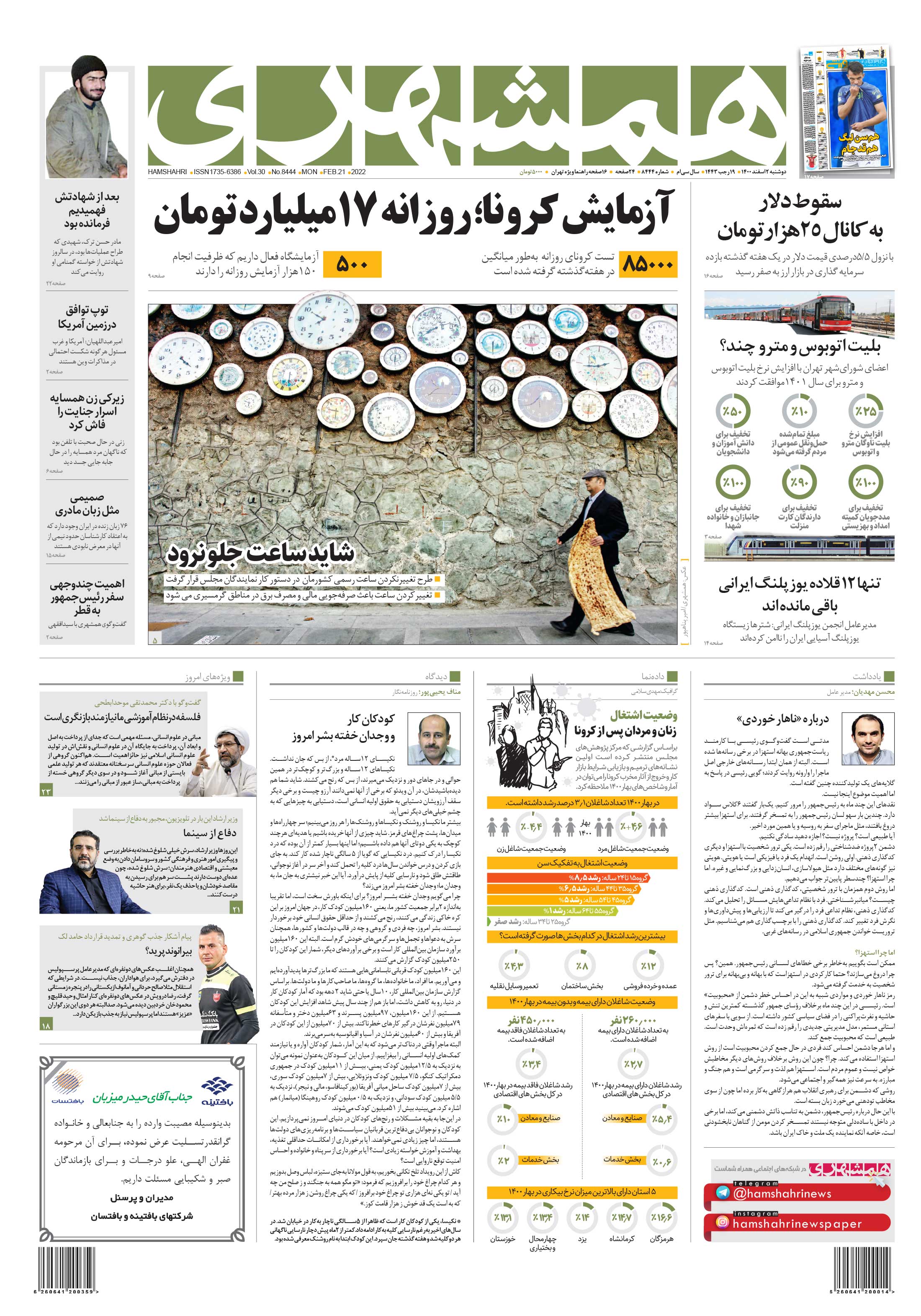 دوشنبه 2 اسفند 1400