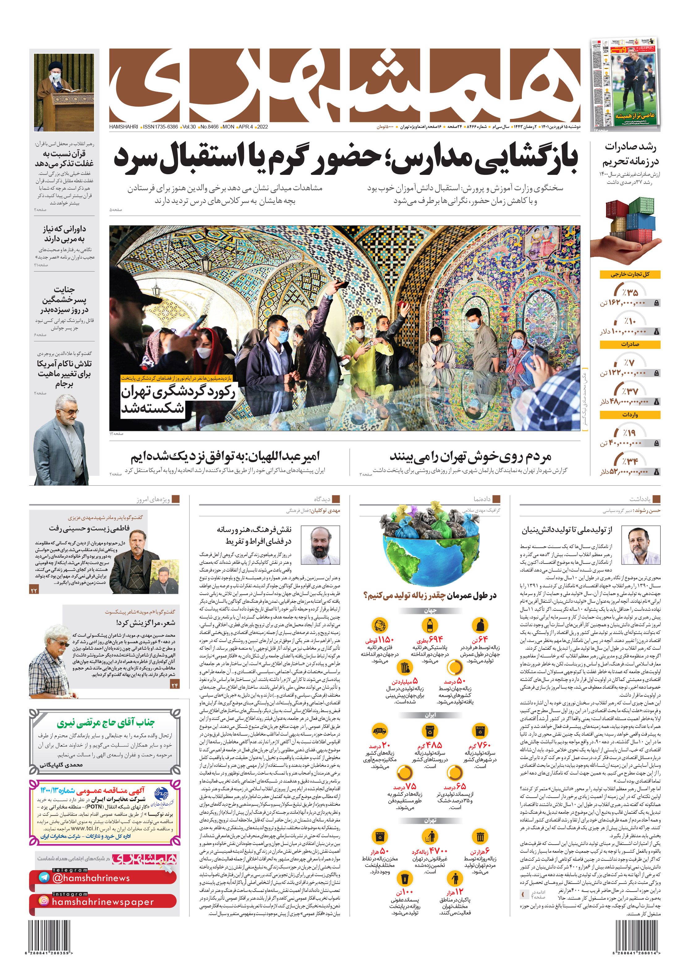 دوشنبه 15 فروردین 1401