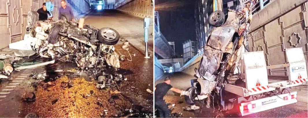 سقوط مرگبار پژو 207 از پل صدر