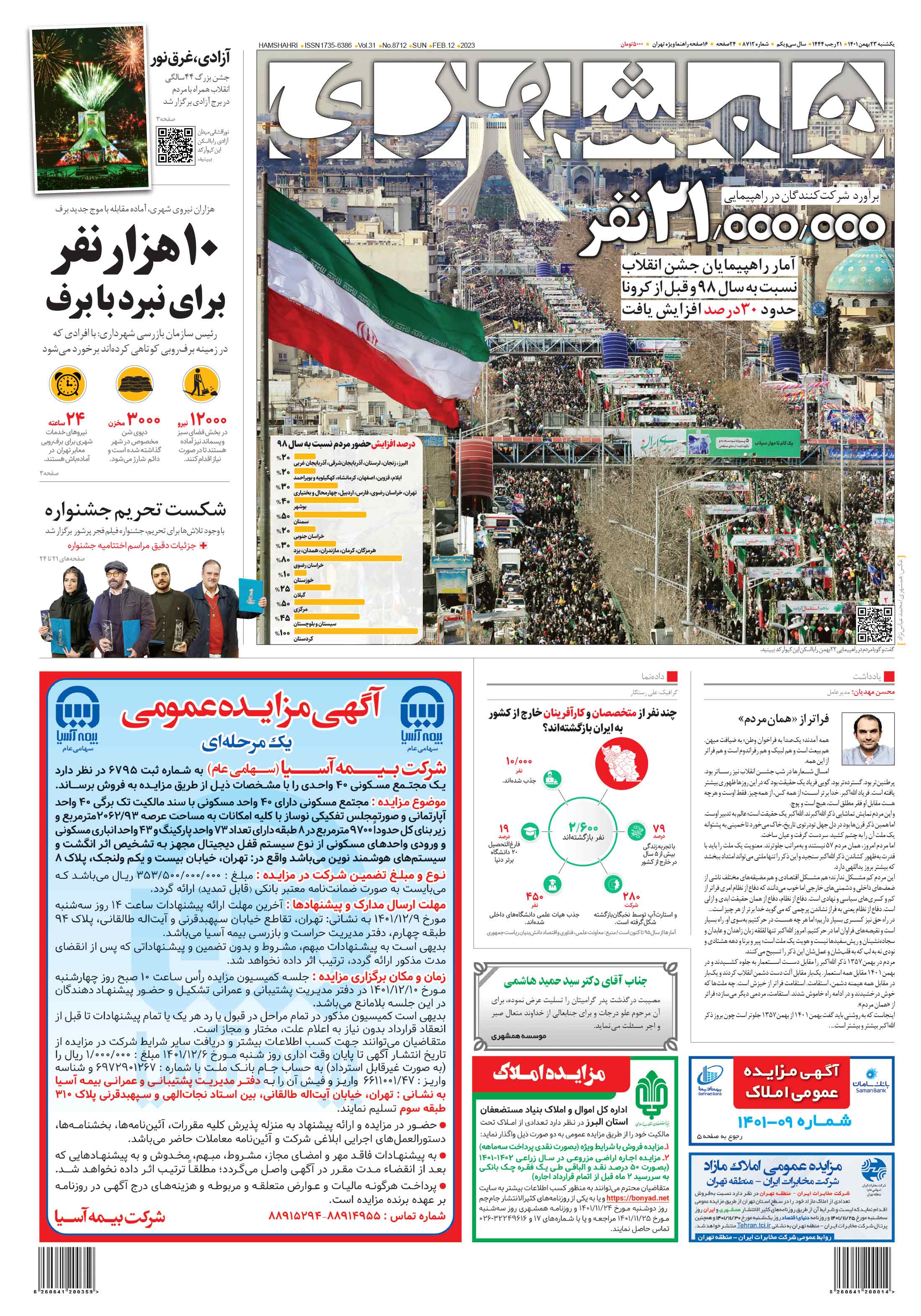 یکشنبه 23 بهمن 1401