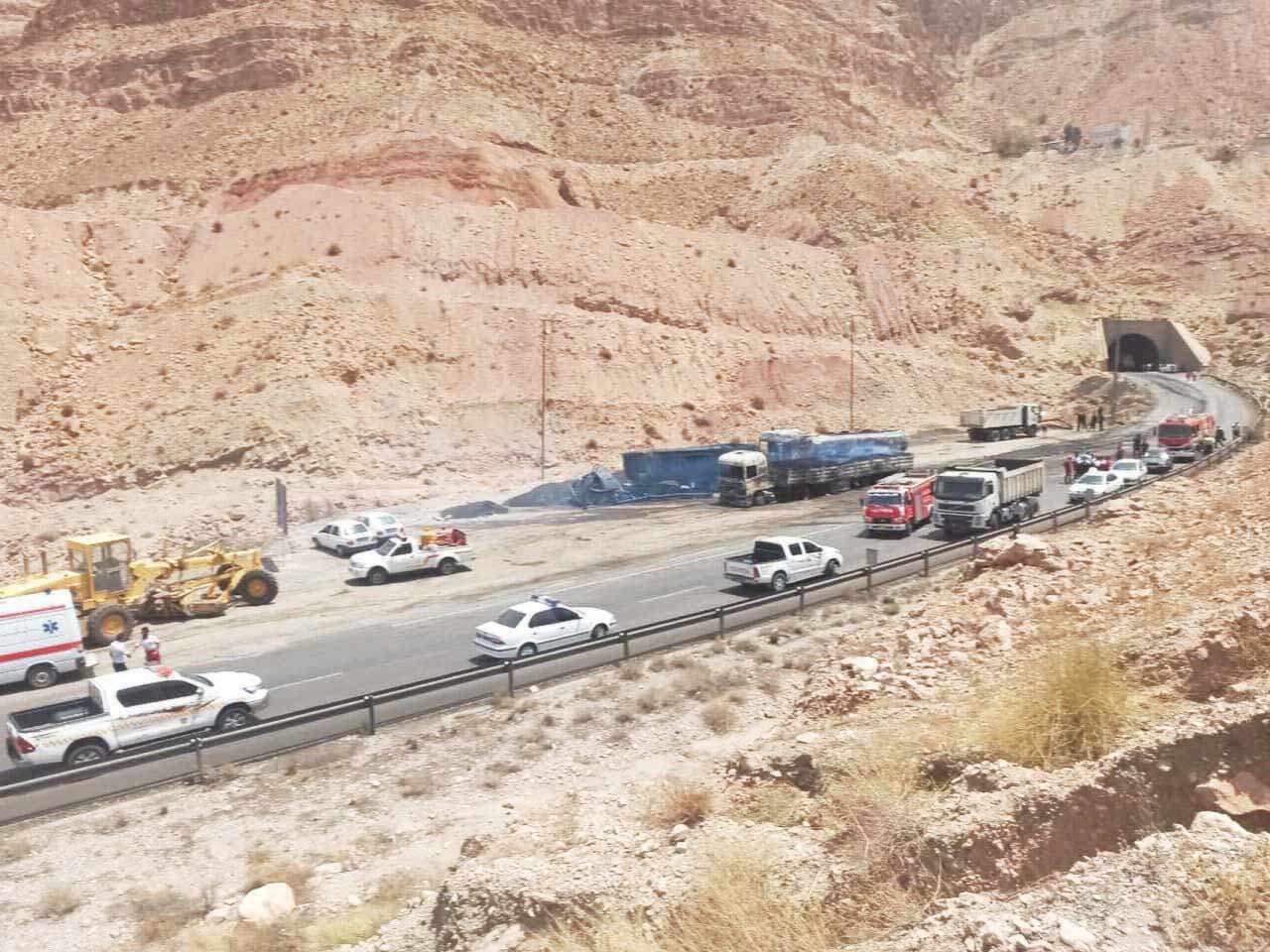 تصادف آتشین در تونل