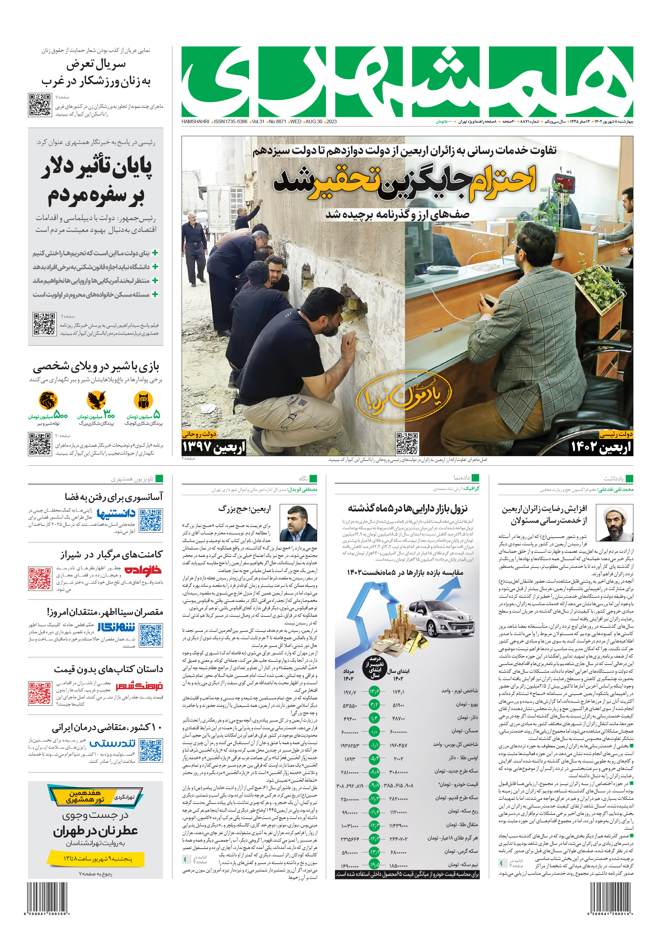 چهارشنبه 8 شهریور 1402