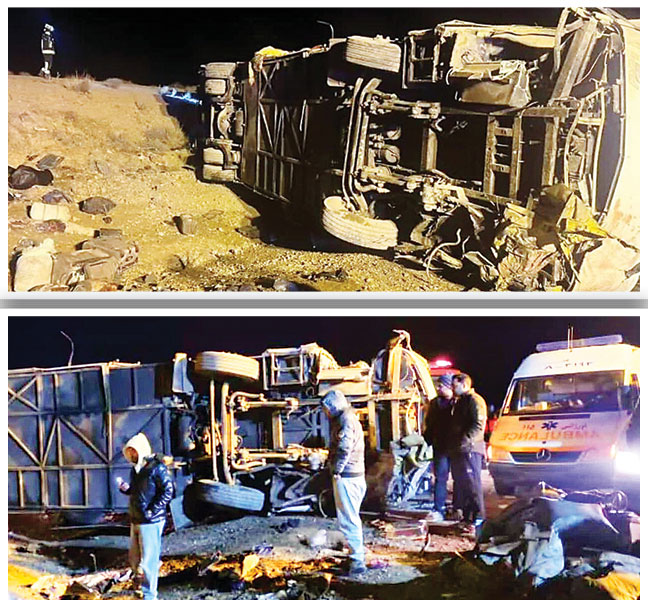 13کشته در تصادف اتوبوس و تاکسی