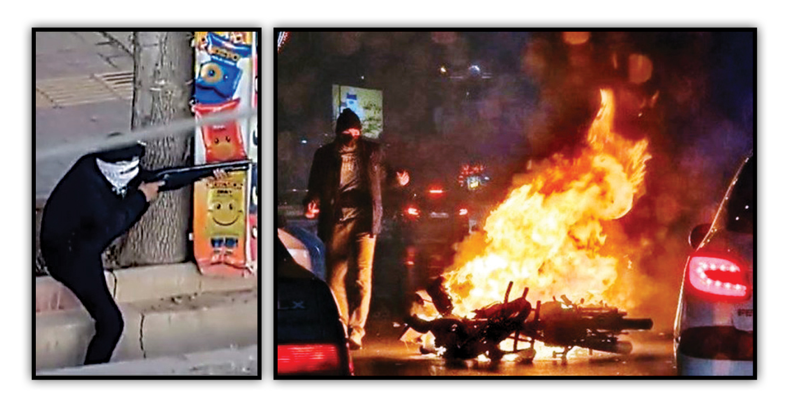 تروریست‌ها در نا آرامی‌ها از چه اسلحه‌های سرد و گرمی استفاده کردند؟